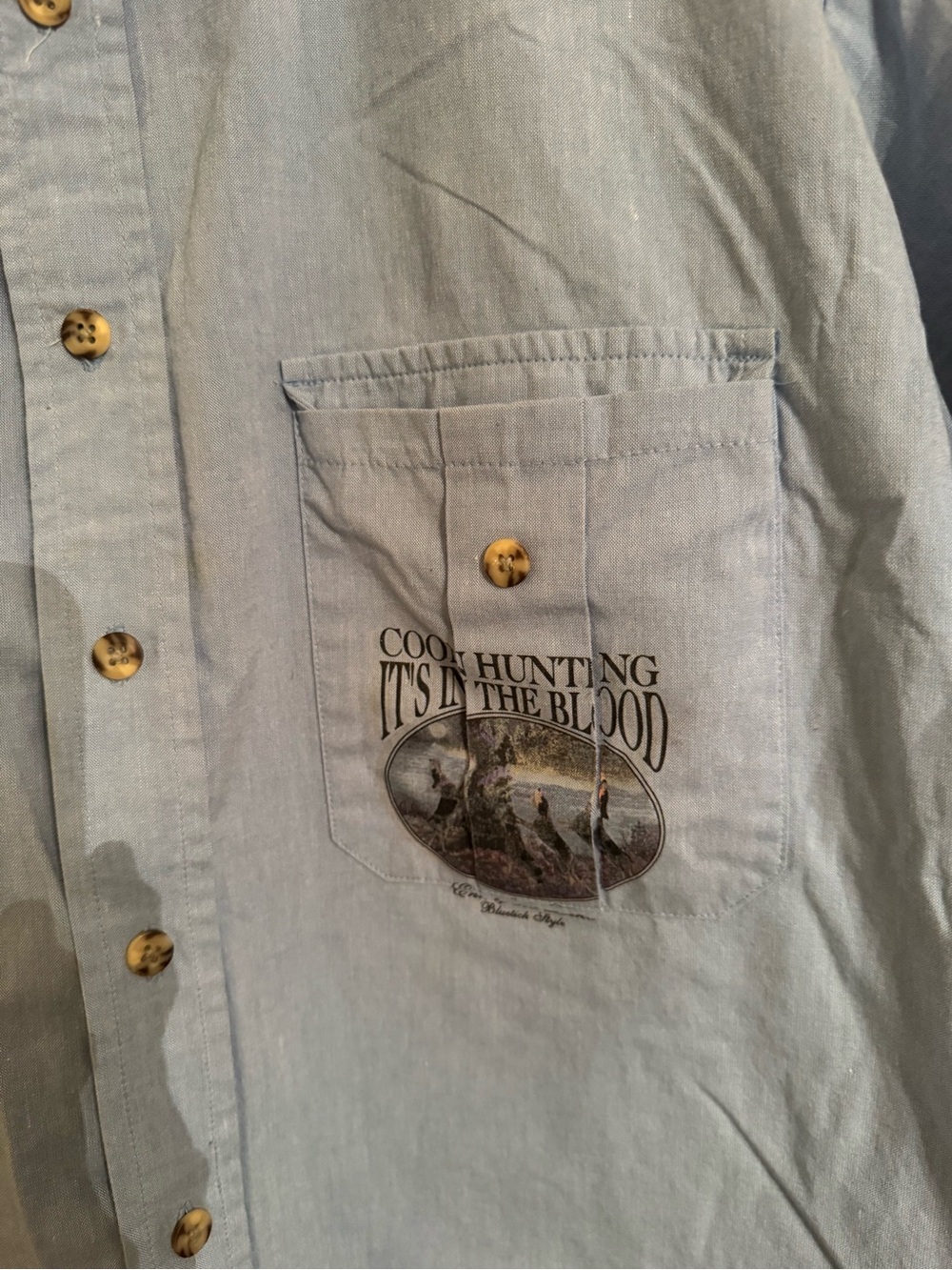 Men's Light Blue Short-Sleeve Button Down Work Shirt with Chest Pockets - Picture 2 of 5